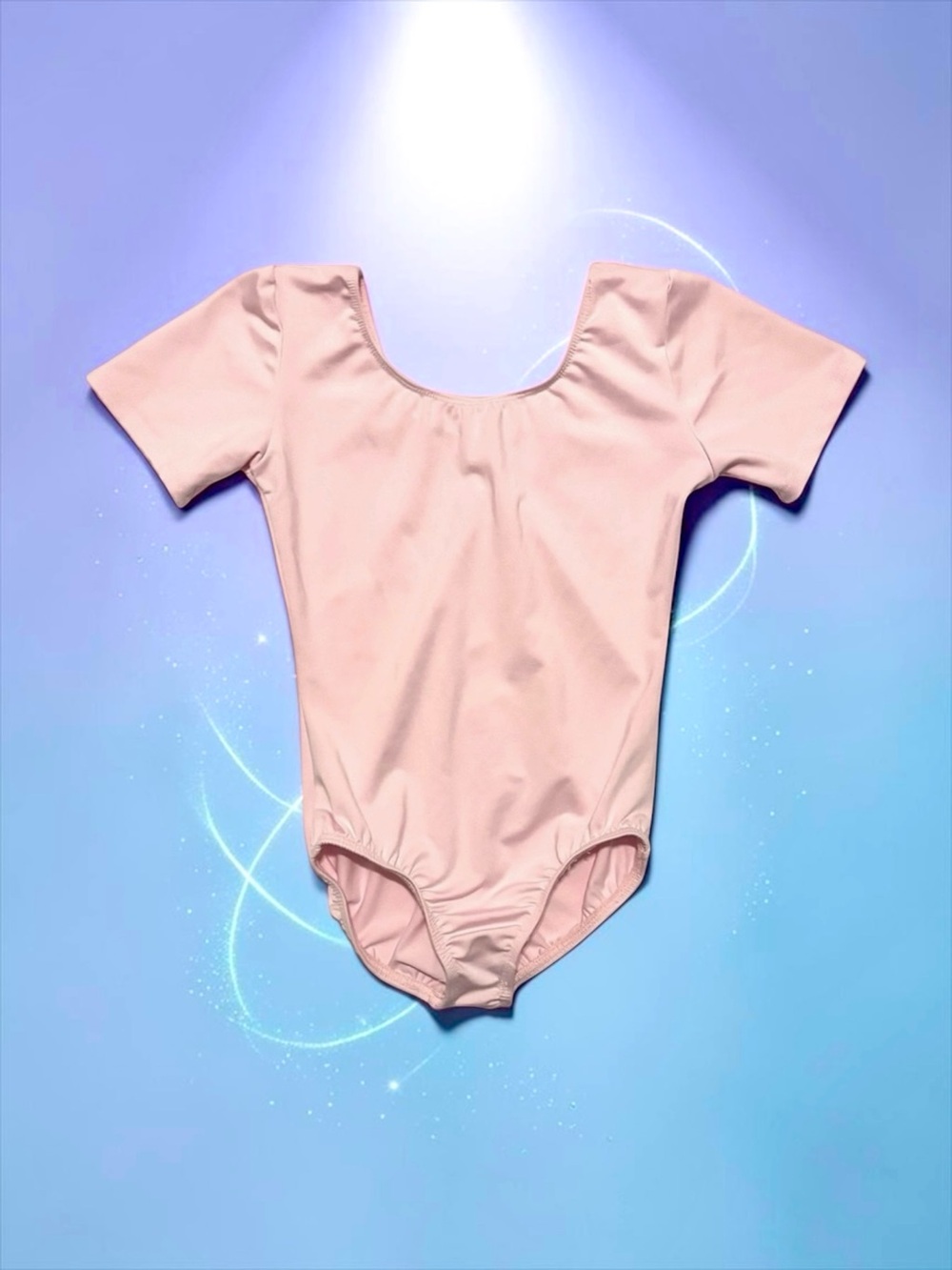 Motionwear Girls Leotard 🩰 Blush Pink Short‑Sleeve Ballet Child Large 12–14